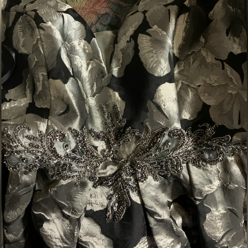 Floral Formal Dress with Silver Sequins - Picture 7 of 7